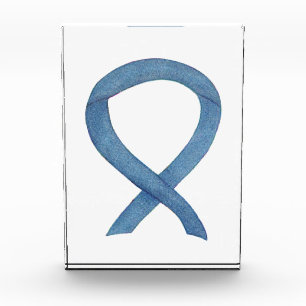 Denim Blue Awareness Ribbon Art Paperweight Award