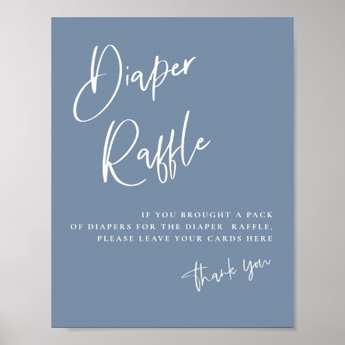 Denim Blue Baby Shower Diaper Raffle Card Poster