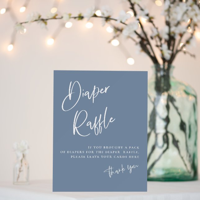Denim Blue Baby Shower Diaper Raffle Foam Sign (In Situ (Wedding))