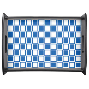 Denim Blue Bold Mod Squares Serving Tray