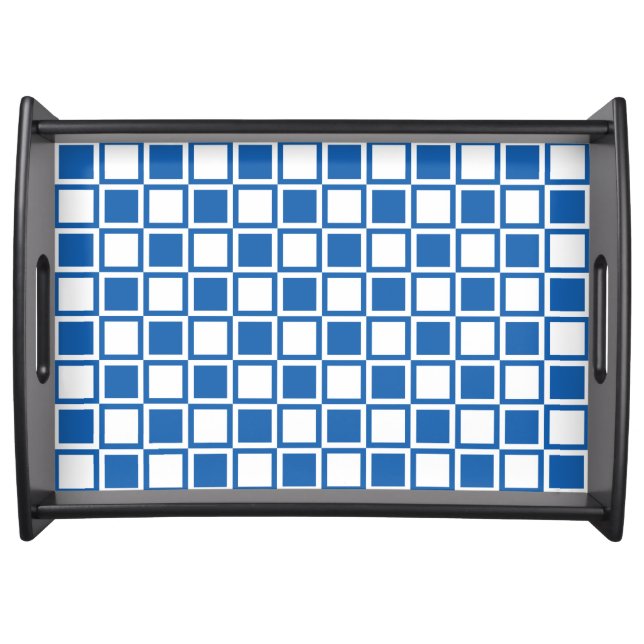Denim Blue Bold Mod Squares Serving Tray (Front)