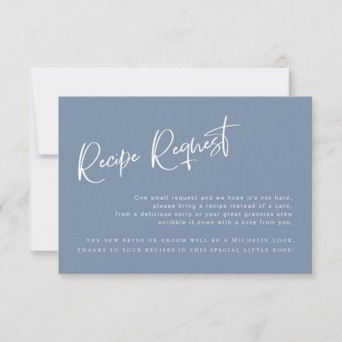 Denim Blue Bridal Shower Recipe Request Card