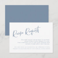 Denim Blue Bridal Shower Recipe Request Card