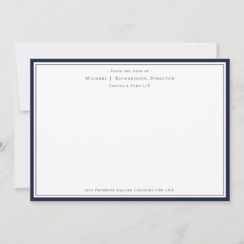 Denim Blue Business Monogram From The Desk of  Not Note Card