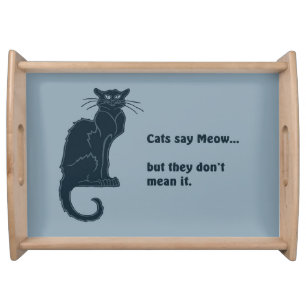 Denim Blue "Cats Say Meow..." Serving Tray