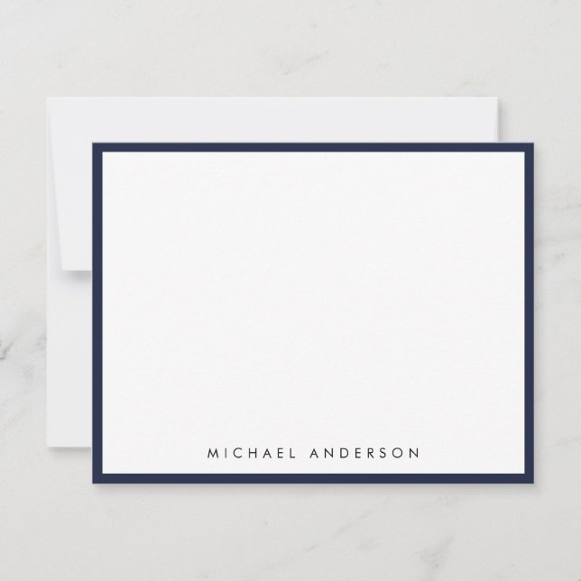 Denim Blue Classic Border Correspondence   Note Card (Front)