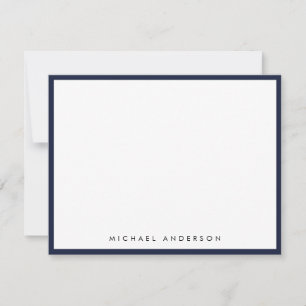 Denim Blue Classic Border Correspondence   Note Card