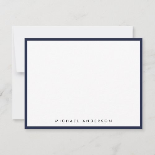 Denim Blue Classic Border Correspondence   Note Card