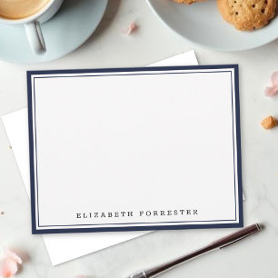 Denim Blue Classic Double Border Correspondence Note Card