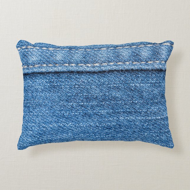 Denim Blue: Classic Jeans Texture. Accent Pillow (Front)