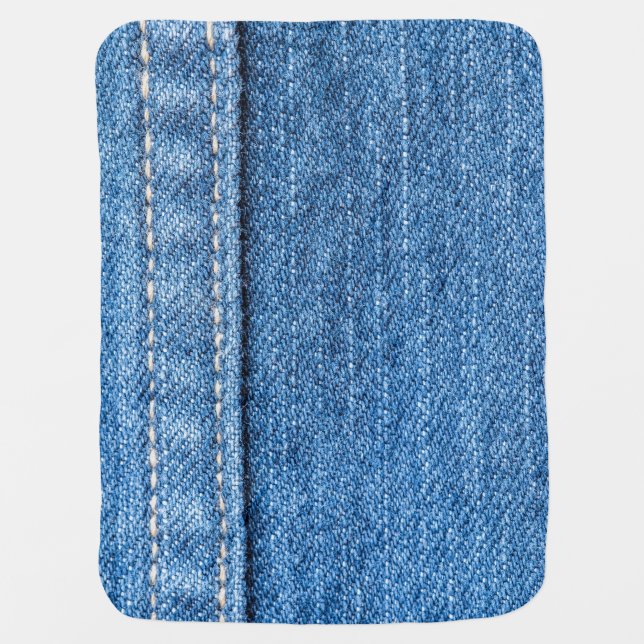Denim Blue: Classic Jeans Texture. Baby Blanket (Front)