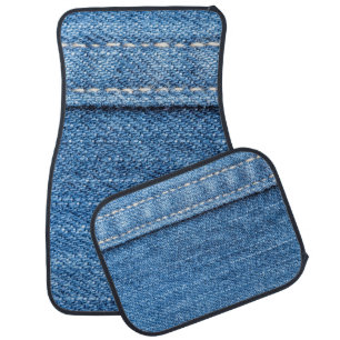 Denim Blue: Classic Jeans Texture. Car Floor Mat
