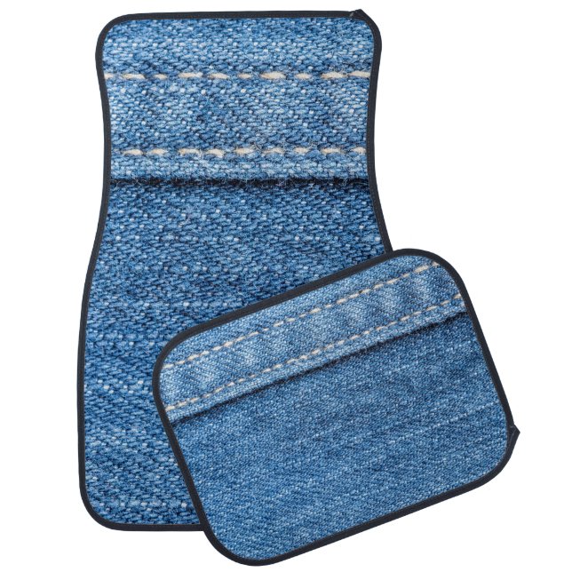 Denim Blue: Classic Jeans Texture. Car Floor Mat (Set)