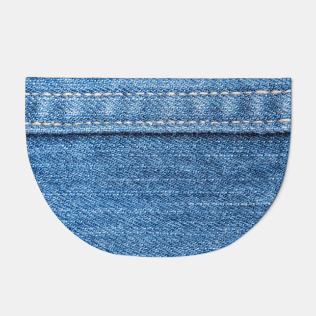 Denim Blue: Classic Jeans Texture. Doormat (Front)