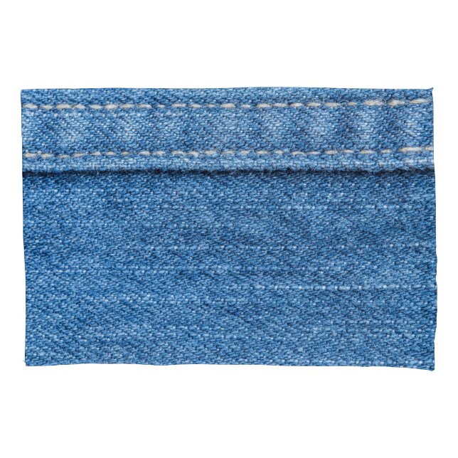Denim Blue: Classic Jeans Texture. Pillow Case (Front)