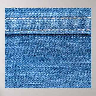 Denim Blue: Classic Jeans Texture. Poster