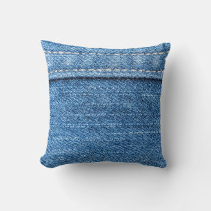 Denim Blue: Classic Jeans Texture. Throw Pillow