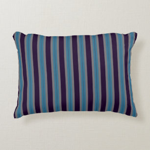 denim blue, dark purple and gray stripes accent pillow