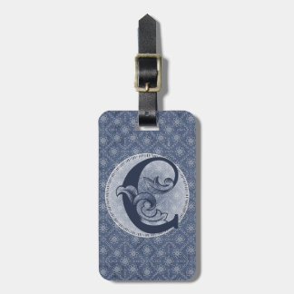 Denim Blue Decorative Monogram "C" Luggage Tag