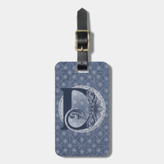 Denim Blue Decorative Monogram "D" Luggage Tag