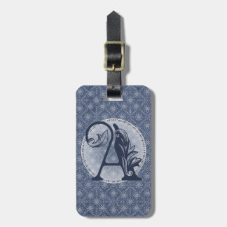 Denim Blue Decorative Monogram Luggage Tag (All)
