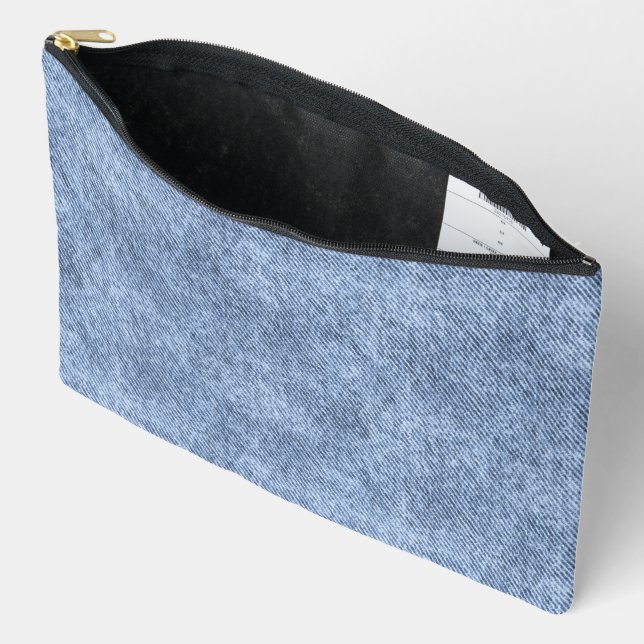Denim Blue Denim Pattern Accessory Pouch (Open)