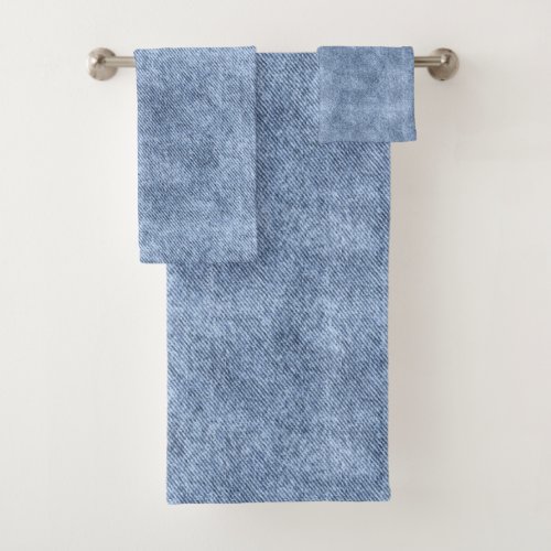 Denim Blue Denim Pattern Bath Towel Set