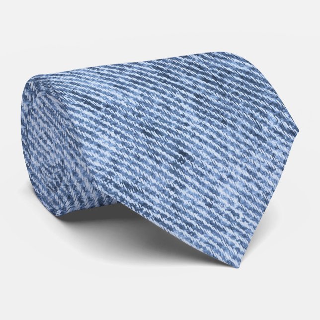 Denim Blue Denim Pattern Neck Tie (Rolled)