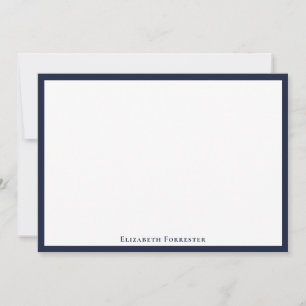 Denim Blue Elegant Modern Flat Note Card