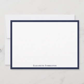 Denim Blue Elegant Modern Flat Note Card