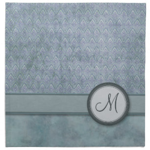 Denim Blue Feather Pattern with Monogram Napkin