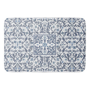 Denim Blue Floral Bath Mat