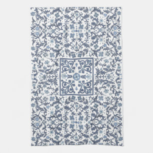 Denim Blue Floral Kitchen Towel
