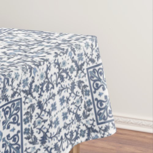 Denim Blue Floral Tablecloth