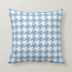 Denim Blue Houndstooth Pattern Throw Pillow