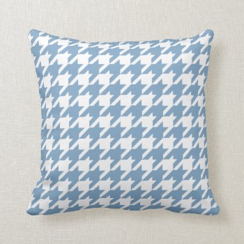 Denim Blue Houndstooth Pattern Throw Pillow by AnyTownArt at Zazzle