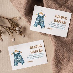 Denim Blue Jean Baby Boy Baby Shower Diaper Raffle Enclosure Card