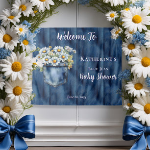 Denim Blue Jean   Daisies Baby Shower Backdrop