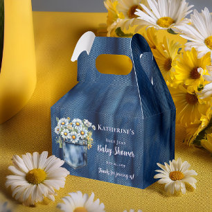 Denim Blue Jean Daisies Floral Baby Shower Favor Boxes