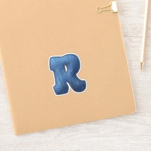 Denim Blue Jean Letter R Sticker