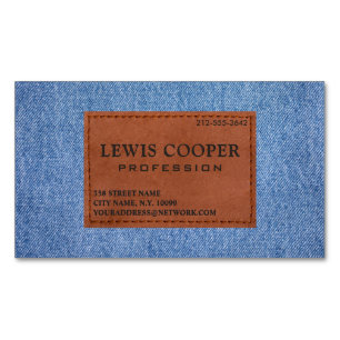 Denim Blue-jean Moderne Minimalist Business Card Magnet
