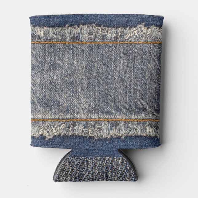Denim Blue Jeans: Casual Double Patch Can Cooler (Front)