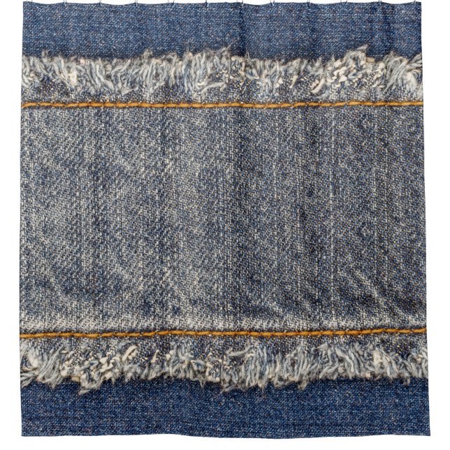Denim Blue Jeans: Casual Double Patch Shower Curtain (Front)