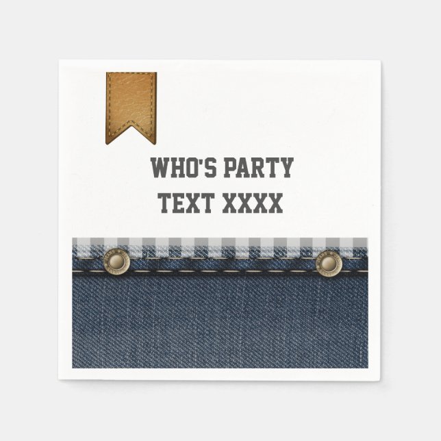 denim, blue jeans, cowboy, western napkins (Front)