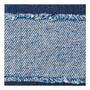 Denim blue jeans fabric frame. Bleached denim fabr Faux Canvas Print