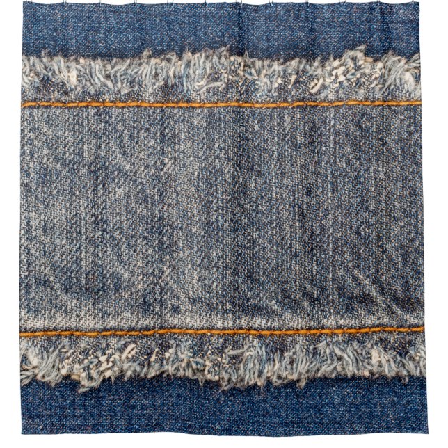 Denim blue jeans fabric frame. Bleached denim fabr Shower Curtain (Front)