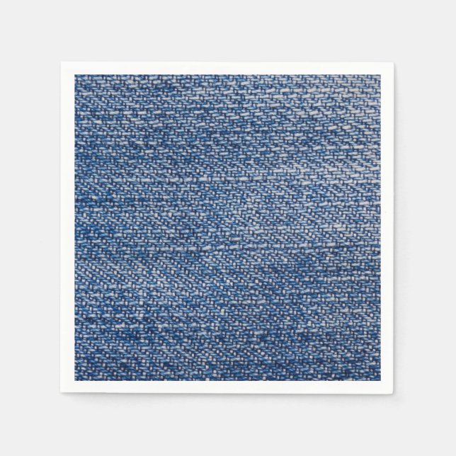 Denim Blue Jeans Faux Texture Rustic Napkins (Front)