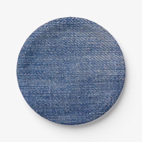 Denim Blue Jeans Faux Texture Rustic Paper Plates