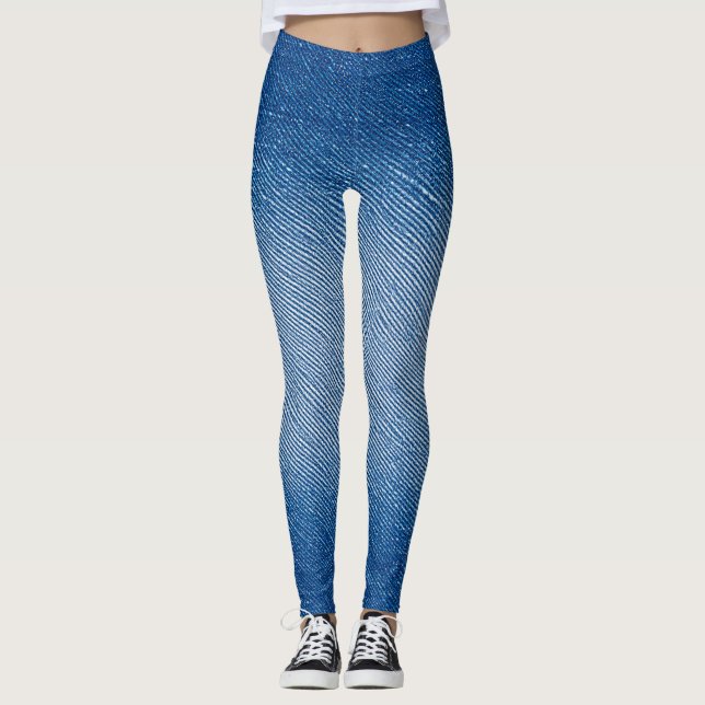 Denim Blue Jeans Pattern All-Over-Print Leggings (Front)