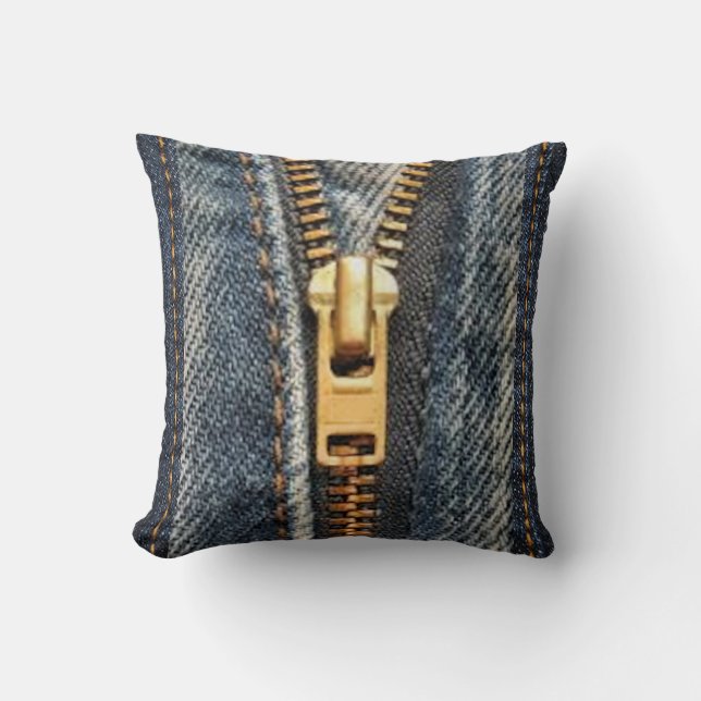 Denim Blue Jeans Print Accent Pillow (Front)